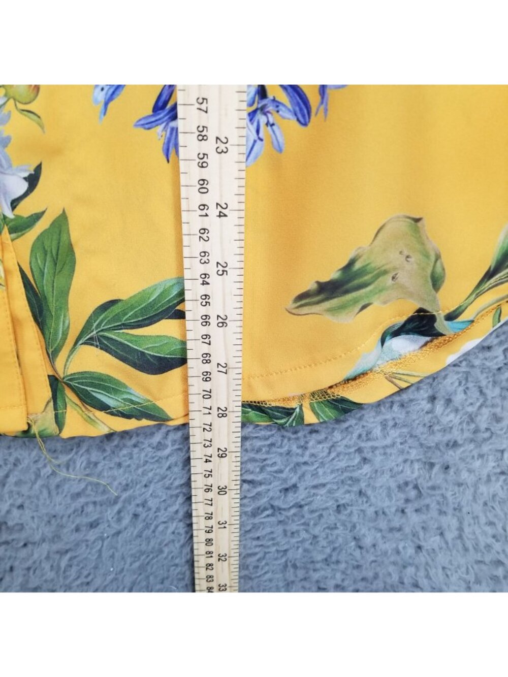 Sunny Leigh Top Womens Large Yellow Floral Print 3/4 Sleeve Blouse - Picture 4 of 10